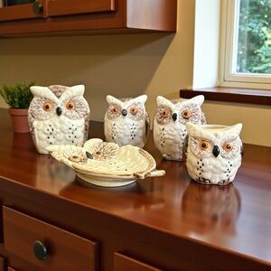 Owl Ceramic Kitchen Set, 5 pieces. Excellent condition